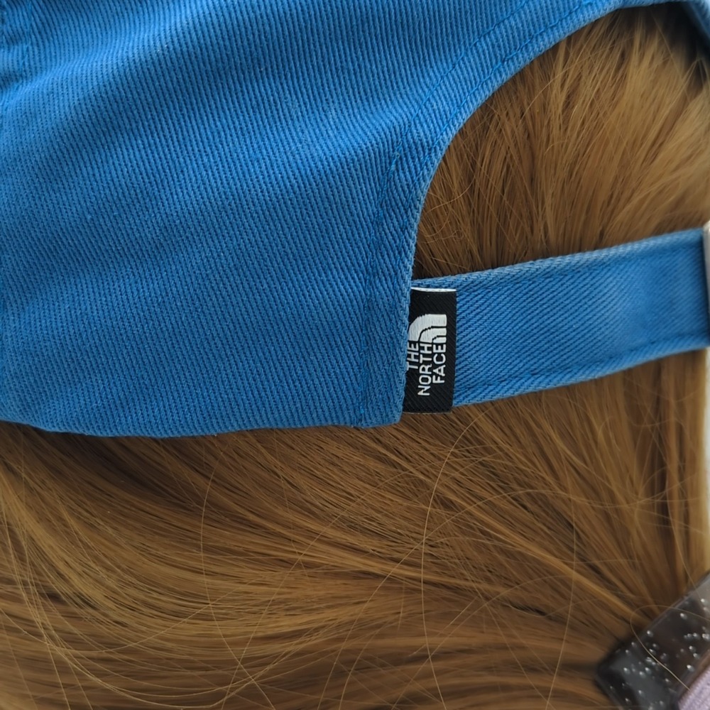 The North Face Hat Cap Horizontal Spell Out Logo Unisex Blue One Size Adjustable - Picture 4 of 16